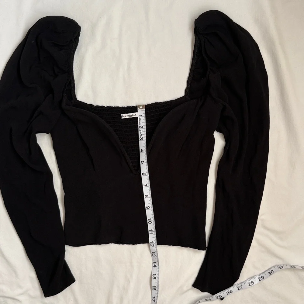 Reformation Black Puff Sleeve Blouse